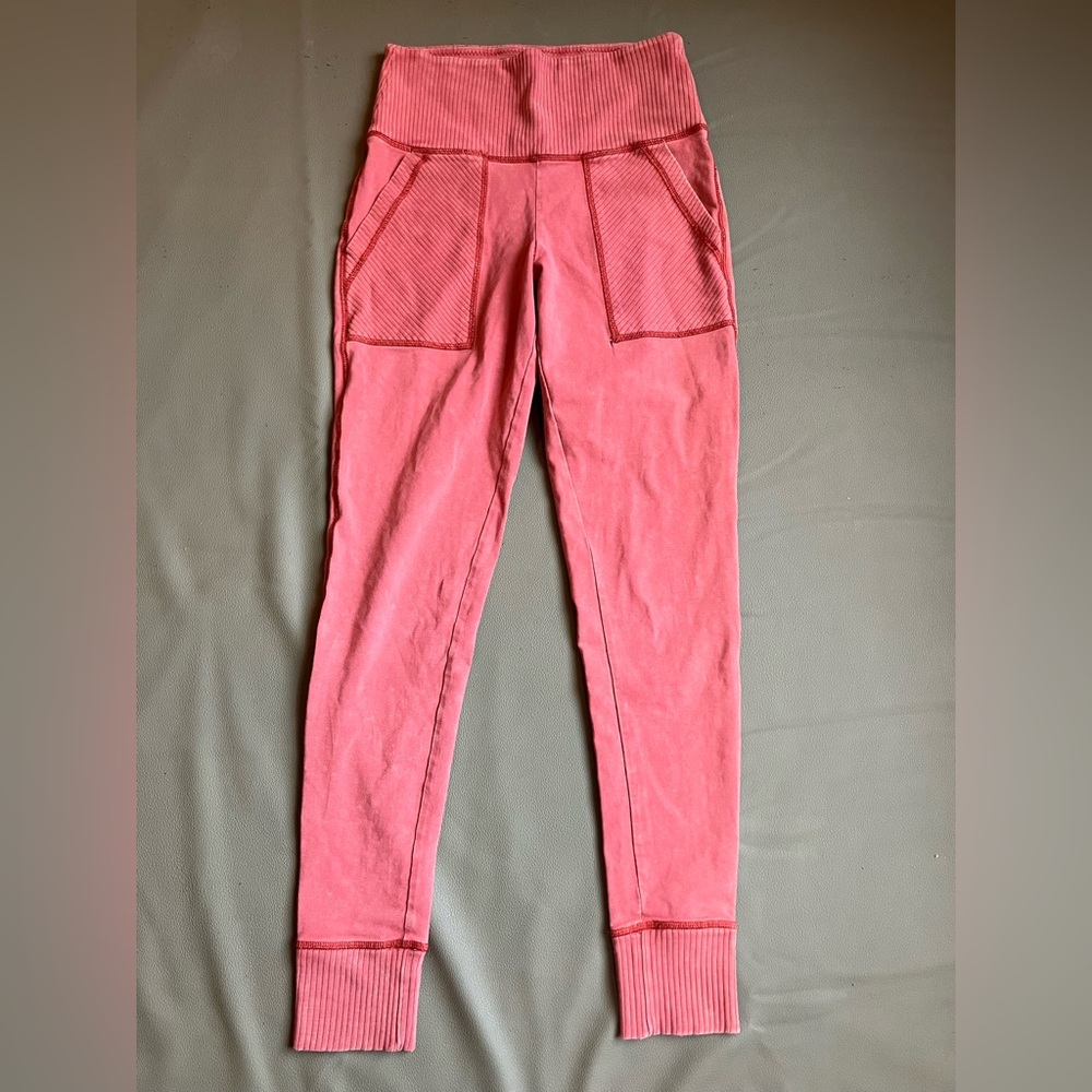 Aerie Chill Play Move Dusty Pink Ribbed Moto Leggings Small